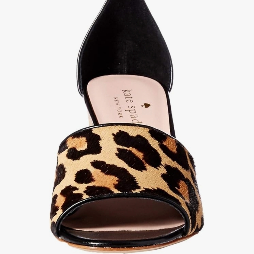 Kate Spade New York Lonnie Leopard Printed Calf Hair Wedge Sandals - 8M - Picture 4 of 13